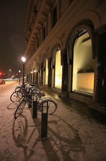 Snow and city in northern Europe